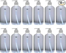 12 oz Clear Plastic Bottles with Pump Dispenser, BPA Free for Dispensing