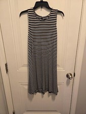 Women's Old Navy Sun Dress Black and White Striped - Large