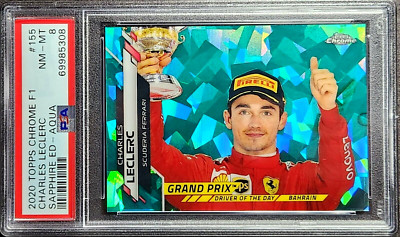2020 Chrome F1 #155 Charles Leclerc #16/99 Aqua Sapphire Refractor RC PSA 8 1/1