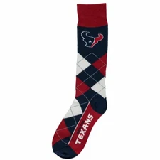 NFL Houston Texans Argyle Unisex Crew Cut Socks-One Size Fits Most New!