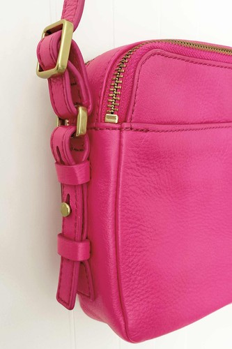 FOSSIL PIPER TOASTER Hot Pink Genuine Pebbled Leather Small Crossbody Bag - Picture 19 of 23