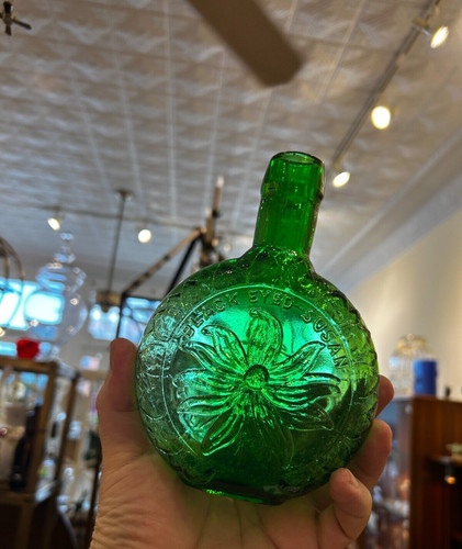 Vintage Green Black Eyed Susan Museum Editions 7" Clevenger Embossed Bottle