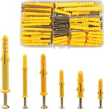 150 Pcs Wall Plugs and Screws for Brick,Masonry,Heavy Duty, Plastic Expansion P