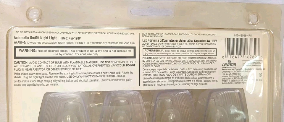 Paquete de 4 luces nocturnas de encendido automático Leviton encendidas al atardecer apagadas al amanecer Foto 4 de 4