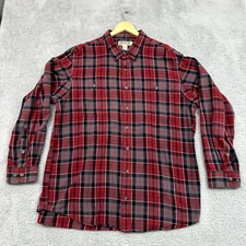 Duluth Trading Co Shirt Mens 2XT Tall Black Red Plaid Cotton Pockets Gorpcore