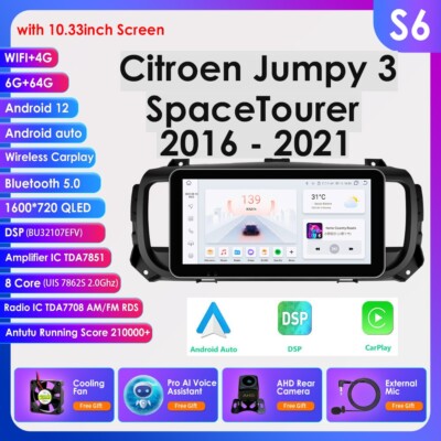 6+64GAndroid 12Autoradio Carplay GPS Navi für Citroen Dispatch Jumpy Spacetourer