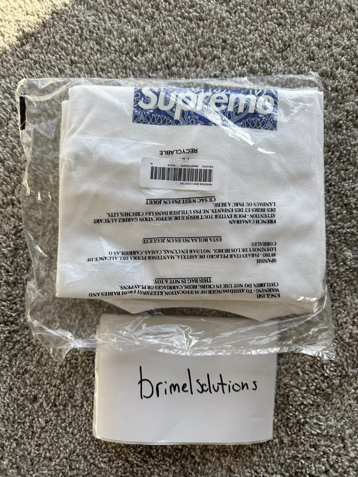 Neuf   T shirt logo boîte Supreme Bandana blanc/marine FW19   Taille Moyenne