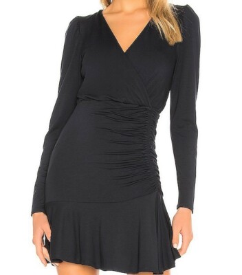 bailey 44 date night dress Bailey 44 Womens Solid Leonora Wrap Dress Ruched Faux-Wrap - Navy