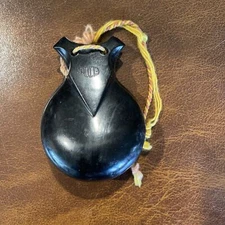 Vintage Elton Castanets Bakelite Black With Orange Yellow String