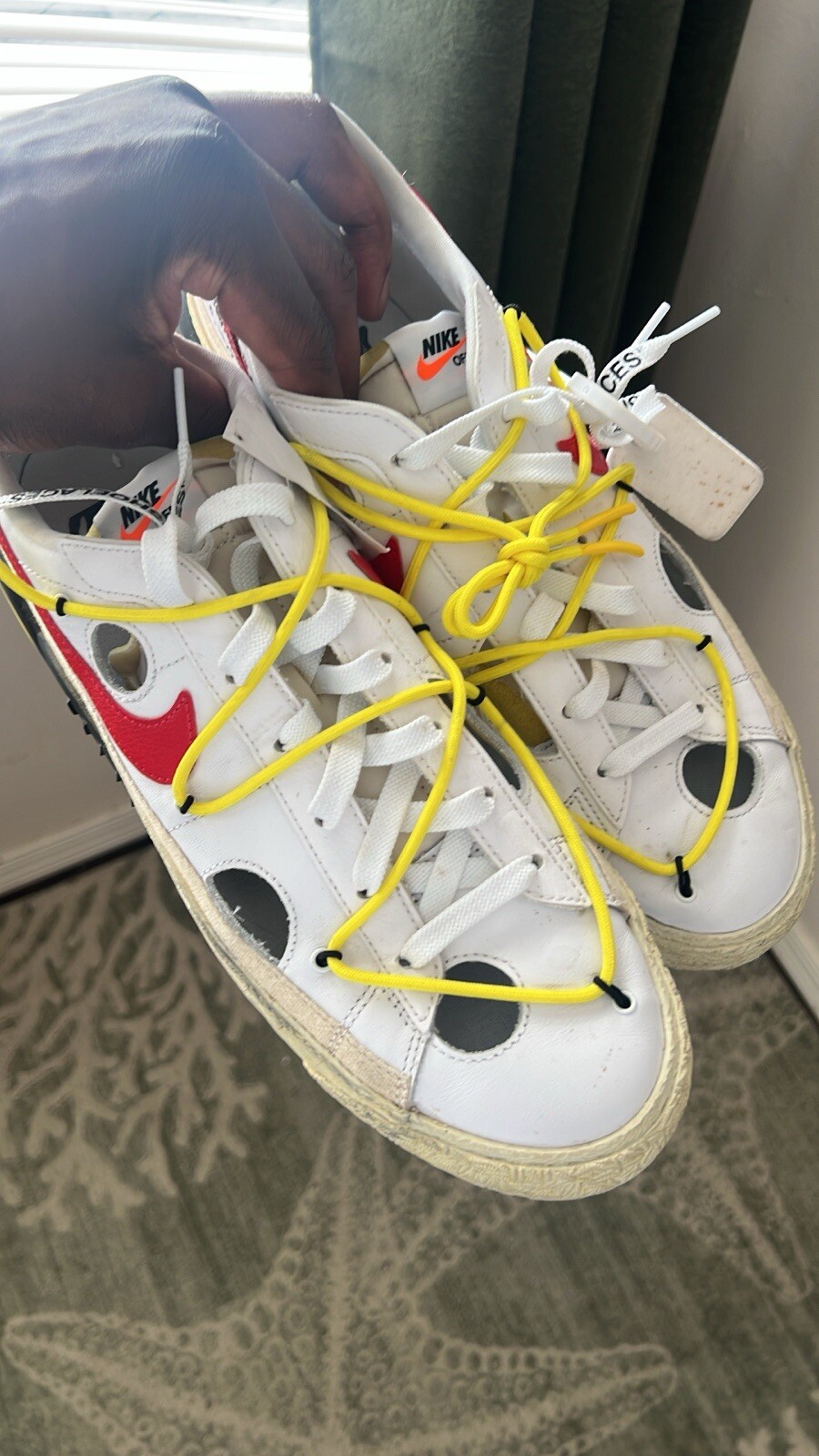 OFF WHITE X NIKE Taglia 12 5 Nike Off White x Blazer Basso Bianco Università Rosso