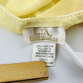 Vintage Womens L L.A. Intimates Babydoll Lingerie Set Sheer Yellow Top Bottom