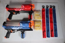 Nerf Rival Nemesis MXVII-10K Lot Red Blue Blasters Ammo Bands Tested g2