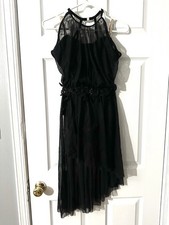 Black A-Symmetrical Lyrical Dance Costume w/ Hair Piece - Women  s Size Medium