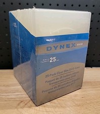 25 Count Dynex DVD CD Blu Ray Cases Super Slim Thin 7mm Clear 2 Discs per Case 