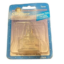Gerber Bottle Silicone Nipples 2 pack Clear 1997 Vintage Latex Free New Old Stk