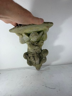 Eck Corbel Regal Cherub aufgearbeitet Vintage Putti Engel rustikal Beton 24 cm