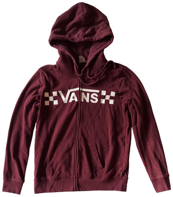 VANS Hoodie Hooded Sweatshirt Adult Sz XS Fleece Lined, Maroon, Full-Zip Jacket