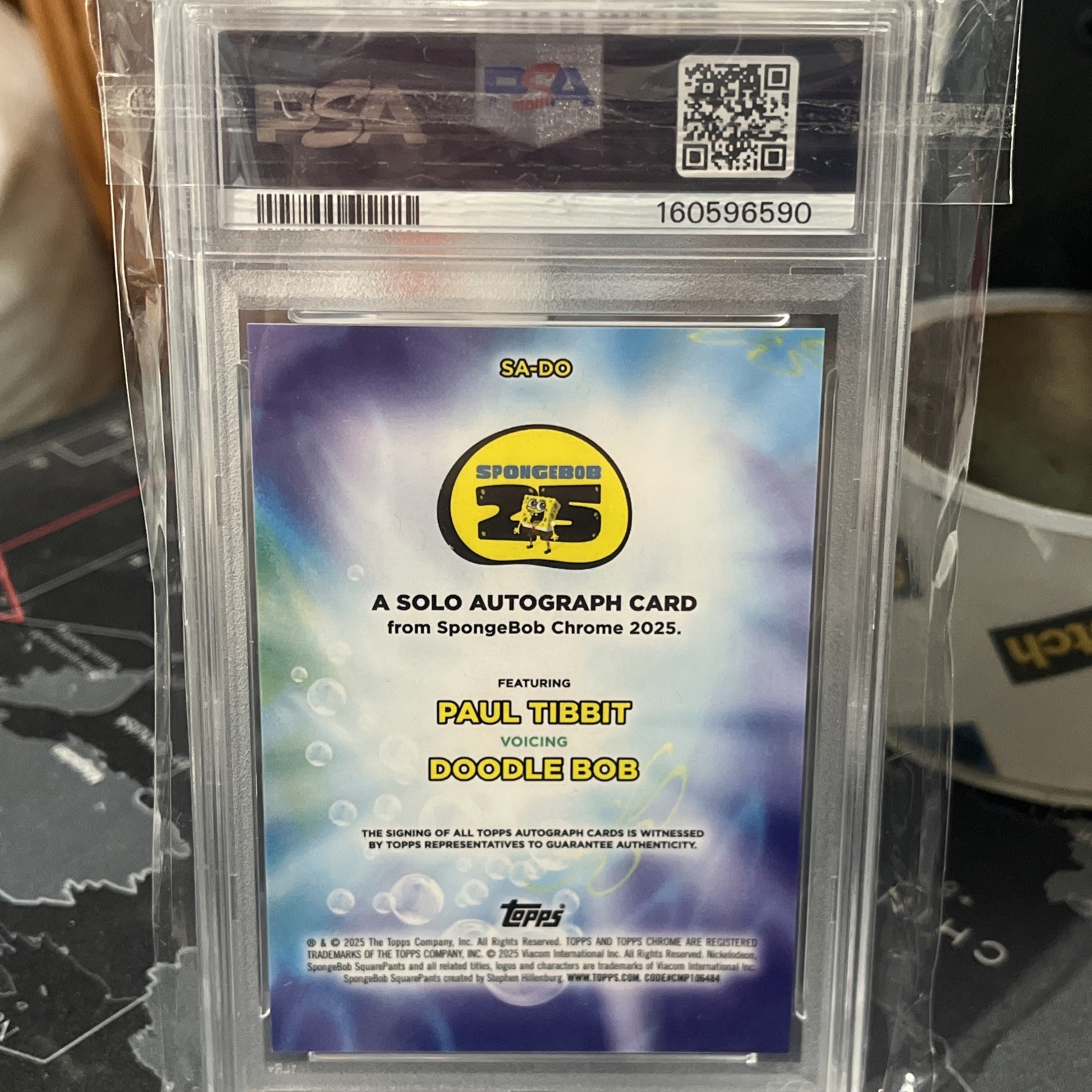 PAUL TIBBIT DOODLE BOB 2025 TOPPS CHROME SPONGEBOB AUTO #SA-DO PSA 9 Q4244 view 2