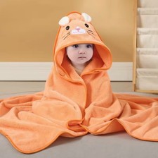 Baby hooded bath towel wrap blanket, Animal Face Ears, Multicolor