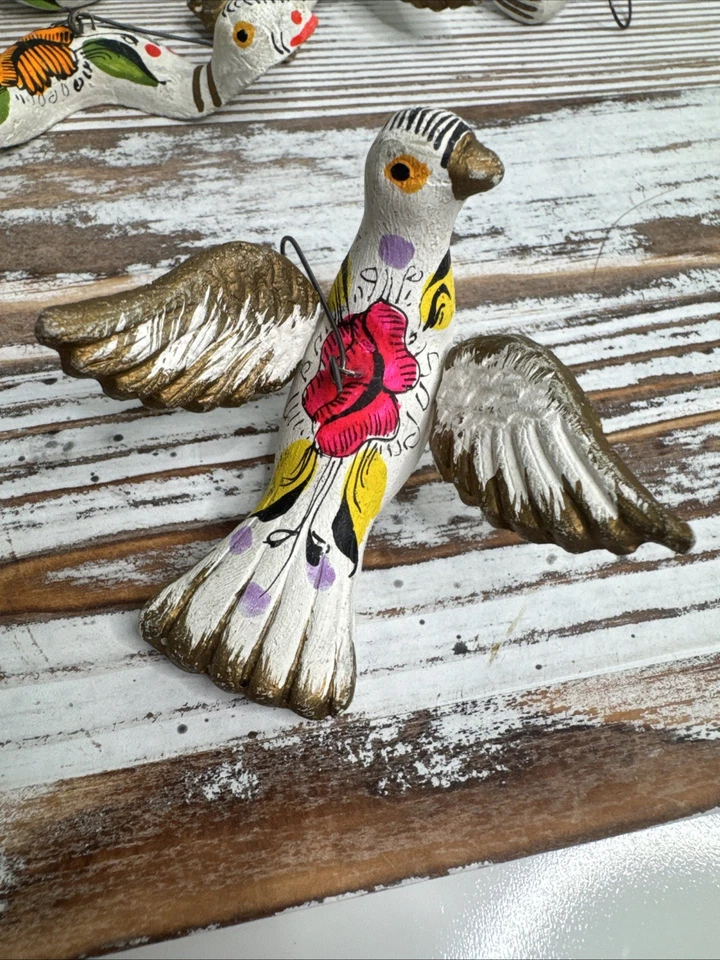 Juego de 10 adornos de arte popular mexicano Tonala pintados a mano de colección Foto 2 de 4