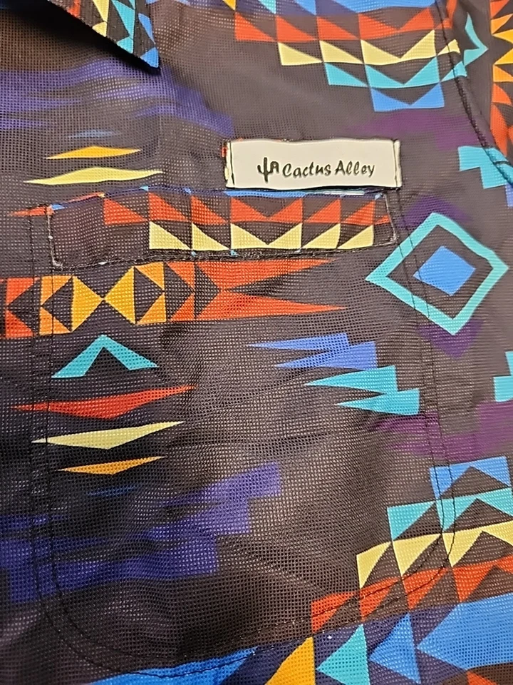 Camisa manga corta con botones para hombre 3XL con logotipo de callejón de cactus estampado suroeste Foto 4 de 4