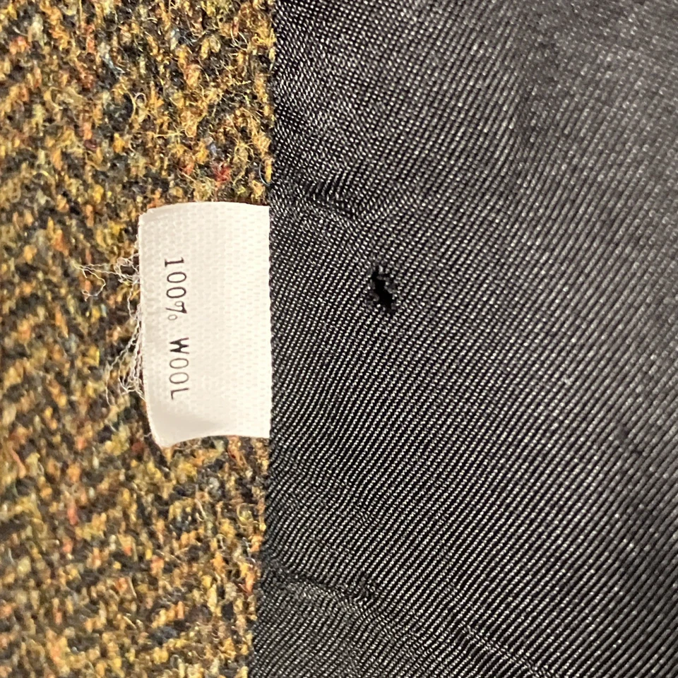 VTG Orvis Harris Tweed Scottish Wool Herringbone Blazer Mens 46 Suede Elbow Pads - Image 4 of 4