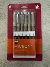 Sakura Pigma Micron Pen Set Black Ink 6-Pen Set 005, 01, 02, 03, 05, 08 