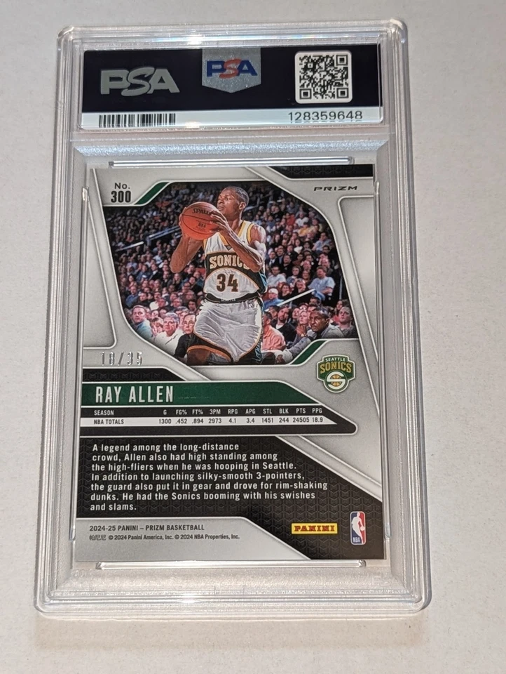 2024–25 Panini Prizm Legends Ray Allen No300 фиолетовый Pulsar Prizm /35 PSA 9 POP 2 - Изображение 2 из 2