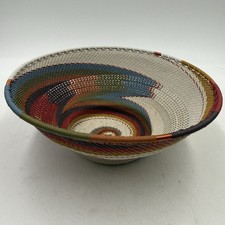 Handmade 7.75” Multicolor African Zulu Telephone Wire Woven Bowl Basket