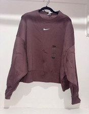 Nike Sportswear Women's Purple Crewneck Fleece Pullover Logo Sweatshirt XL