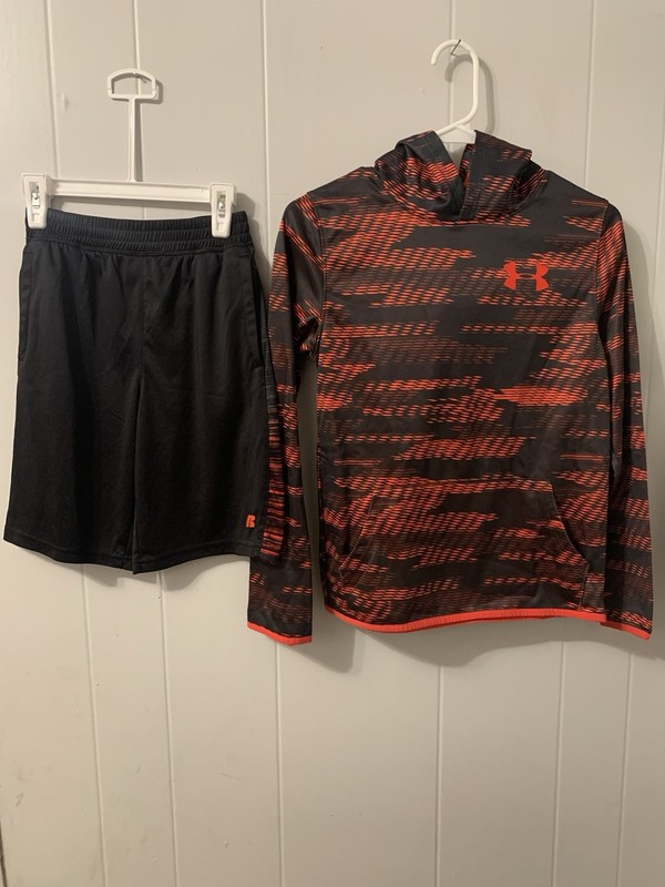 Adidas, Under Armour, Russell, Tek Gear Boys Activewear Set Black/Red YLG S L 