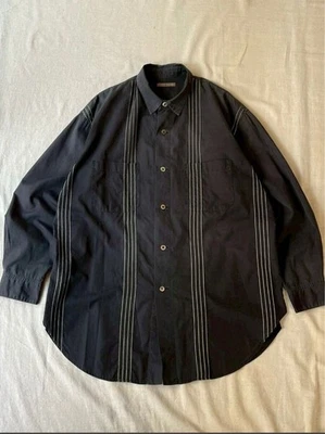 Chemise Yohji Yamamoto coton large col gris années 1990 vintage excellent - Photo 1/4