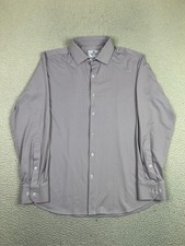 Mizzen Main Dress Shirt Mens Large Purple Gingham Stretch Trim Fit Made USA