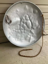 Vintage Aluminum Snow Disc Flying Saucer Sled Original Handles 25" Sleigh Round