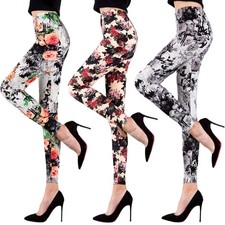 Printed Leggings for Women with Designs Tummy Control Pants Casual Everyday