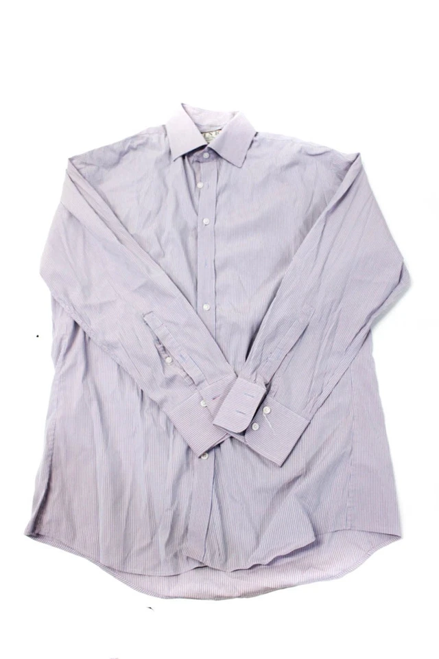 Camisa Michael Kors Thomas Rosa Para Hombre Cuadros Rayas Manga Larga Talla 15 15.5 Lote 2 Foto 3 de 4