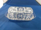 Vintage Anchor Hocking Glass Covered Butter Dish Star of David