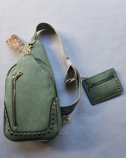 Sam  Hadley Western Light Olive Green Crossbody Sling Bag with Studded Accent