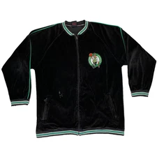 UNK NBA Vintage Boston Celtics Velour Full Zip Track Jacket XL Black