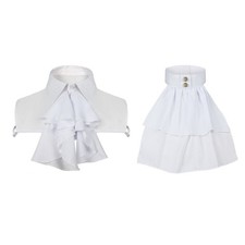 Unisex Detachable Jabot Ruffled Fake Collar Gothic Steampunk Costume Accessories