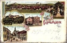 Litho Schwanebeck im Vorharz, Burg, Bahnhof, Kriegerdenkmal,... - 11545327
