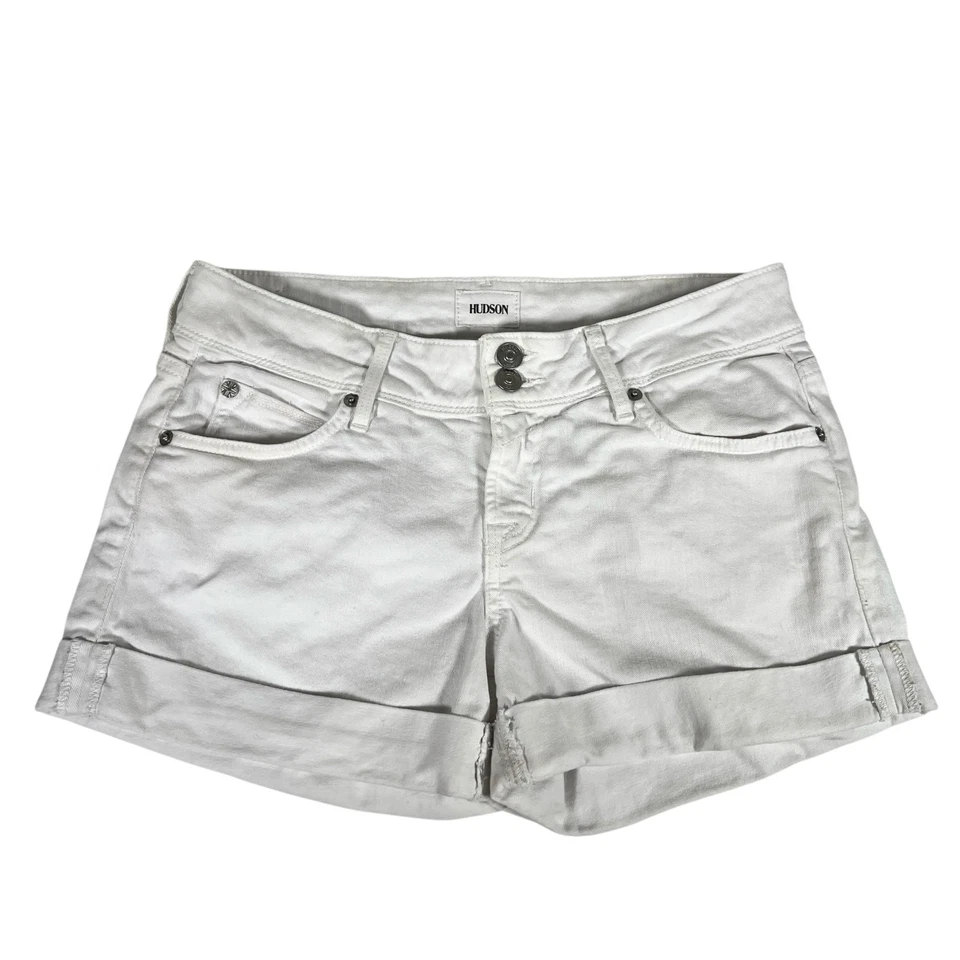 Hudson Croxley Womens White Denim Cuffed 3" Inseam Mid Thigh Shorts Size 26 - Image 2 of 4