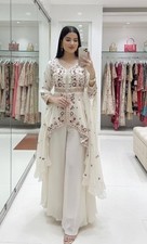 Latest Trending White Rangoli Silk Kurta Palazzo With Dupatta For Women