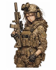 Tactical Girl Ar 15 Sticker Car Gun Decal .556 Military Nvg Army Anime