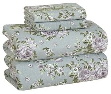 4 Piece 100 Cotton Flannel Sheets Size Bed Set - Warm  Extra Full Blossom