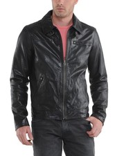 New Mens Leather Jacket real lambskin coat biker motorcycle racer cafe Slim M789