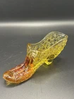 Vintage Fenton Daisy Bow Amberina Slipper Glass Figure UV Uranium Glow Orange