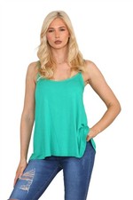 Ladies Plain Cami Top Sleeveless Strappy Camisole Flared Casual Summer Vest Top