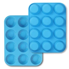 12-Cup Silicone Muffin Pan Pack of 2 Non-Stick Muffin Molds Baking Pan