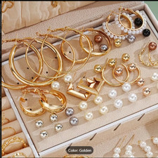 91pcs Elegant Jewelry Set for Women - Golden-Toned Heart, Flower, Gift for Woman